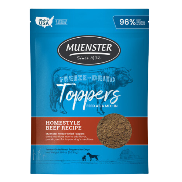 Muenster Dog FreezeDried Toppers Homestyle Beef Recipe Johnson Feed